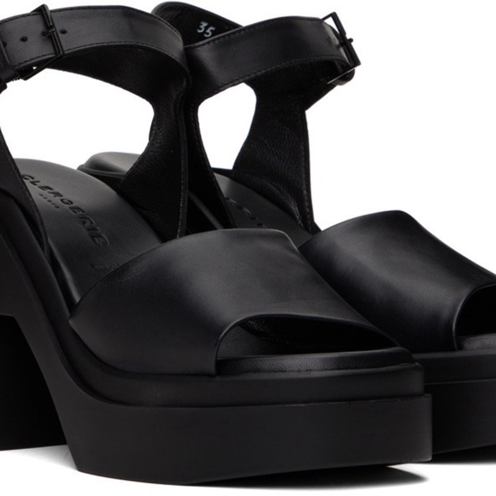 Robert Clergerie Black Leather Platform Heels - Picture 5 of 10